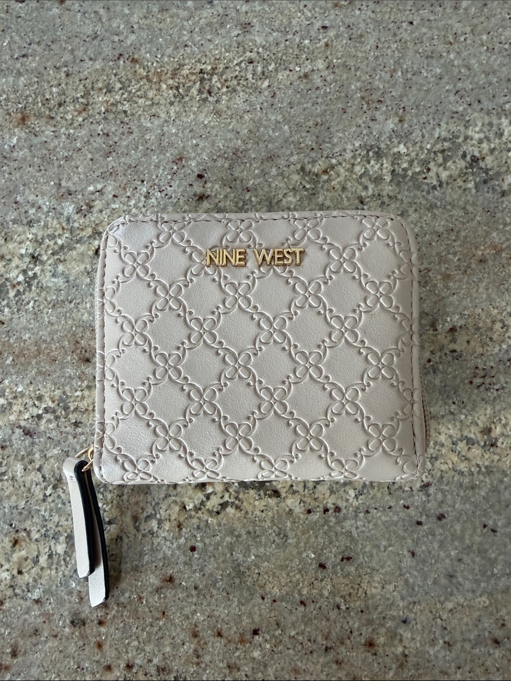 Nine West Light Beige Embossed Zip-Around Wallet